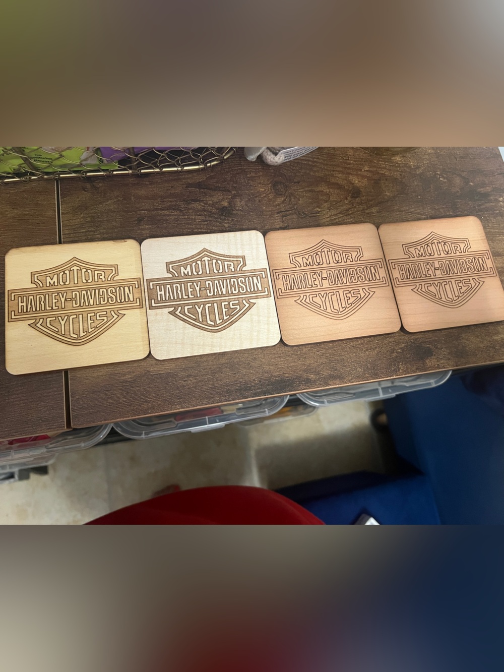 Harley-Davidson Natural Wood Laser-Engraved Coaster - multi colored Brown